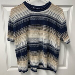 Striped Navy and Beige Vintage Shirt